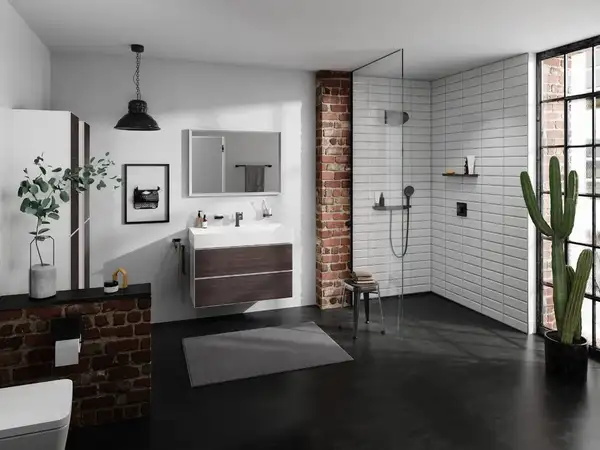 Настенный держатель Porter 500 с полкой правый Hansgrohe Porter E (цвет - чёрный матовый) 26858670