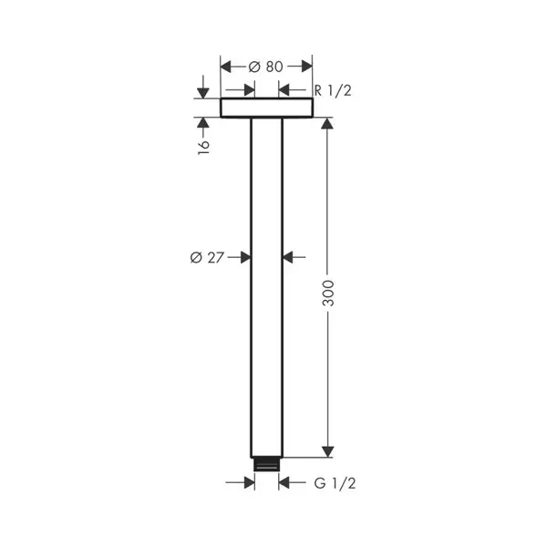 Кронштейн для верхнього душу Hansgrohe Croma 300 мм, хром (27389000)