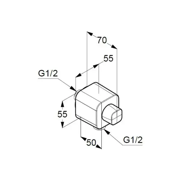 Кутове з'єднання A-QA 6554405-00 для шланга з регулюванням і клапаном захисту від зворотного потоку хром Kludi