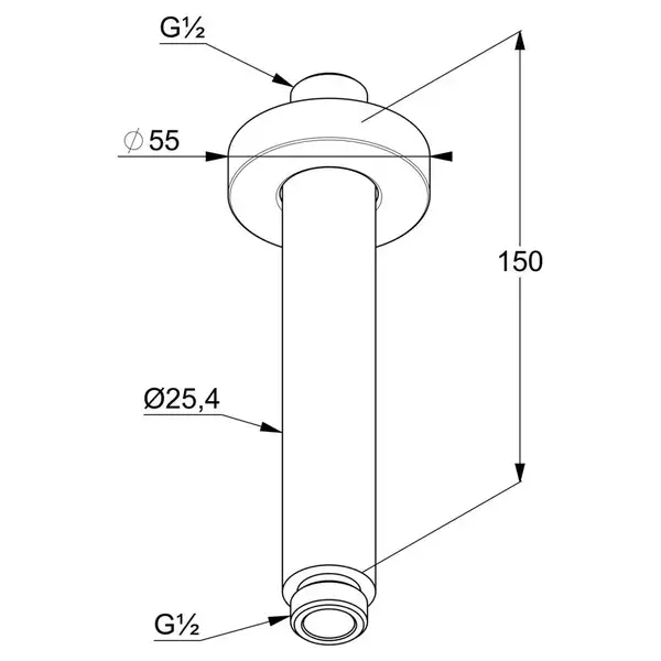 Стельовий кронштейн A-QA DN 15 для верхнього душу 150 мм Ø 55 мм (6651591-00), білий KLUDI  НІМЕЧЧИНА