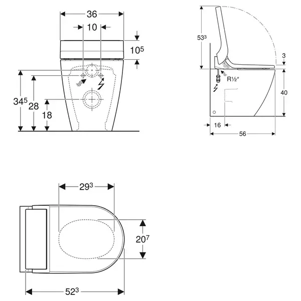 Напольный унитаз-биде Geberit AquaClean Tuma Comfort (стекло белое) (146.310.SI.1) фото 7 Aquada.com.ua