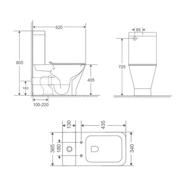 Бачок до унітазу-компакту Mixxus Premium Style-0401-T3 Tank 620х365х805 зі зливною арматурою (MI832 (MI8328)