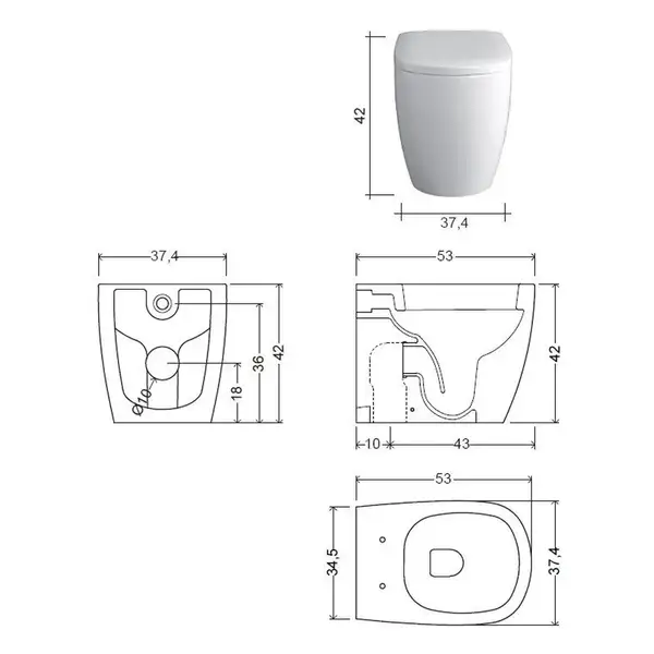 Nic-Design Унітаз підлоговий Nic Design Ovvio 37,4х53х42 см, Amazzonia глянець (003859077)