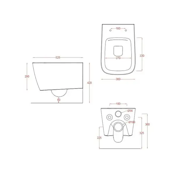 Artceram A16 Унитаз подвесной, черный матовый (ASV003 17; 00) (ASV003 17; 00_ASA001 17; 71)