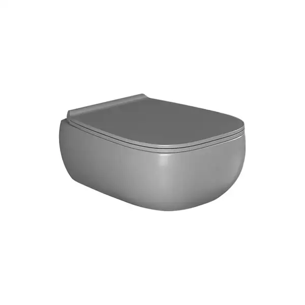 Унитаз подвесной Goclean® (безободковый) Flaminia Fluo с сиденьем Soft Close, цвет - Cenere opaco (матовый) FU118G+FUCW05 Cenere