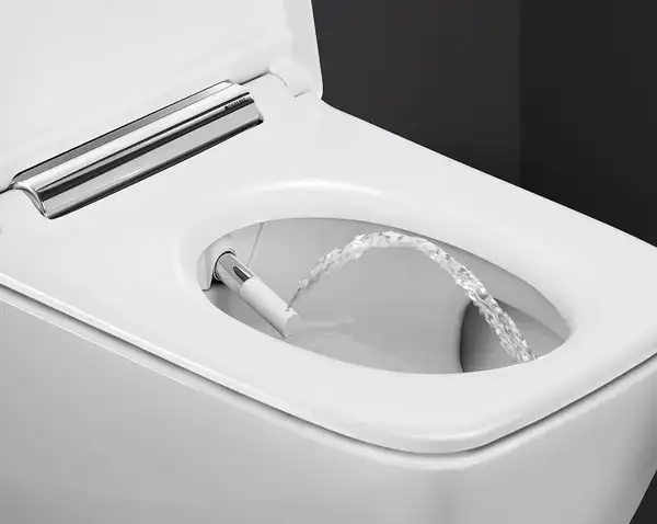 Підвісний унітаз-біде Geberit AquaClean Sela Square (білий KeraTect, панель хром глянець)  146.250.21.1