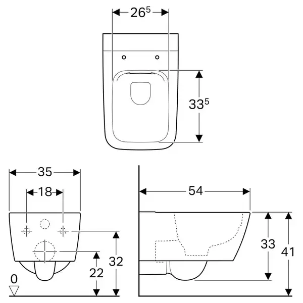 Geberit iCon Square Унитаз подвесной, Rimfree (201950000)