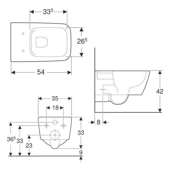 Geberit iCon Square Унитаз подвесной, белый (201950000_571910000)