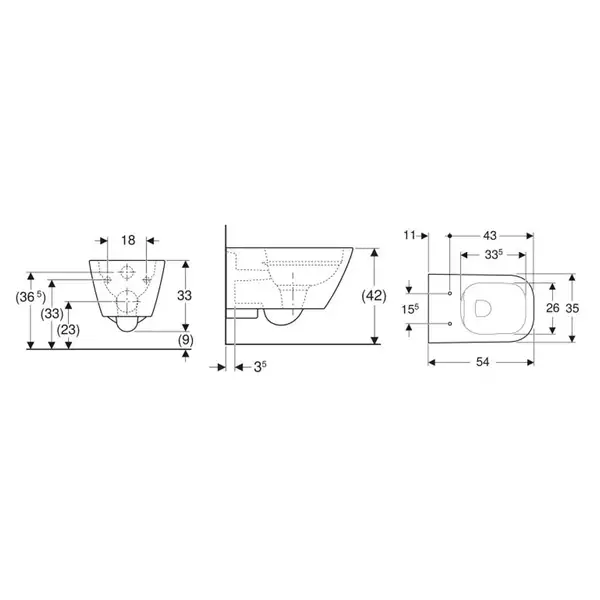Geberit SMYLE SQUARE унитаз подвесной Rimfree, воронкоподобный, закритая форма (500.208.01.1)