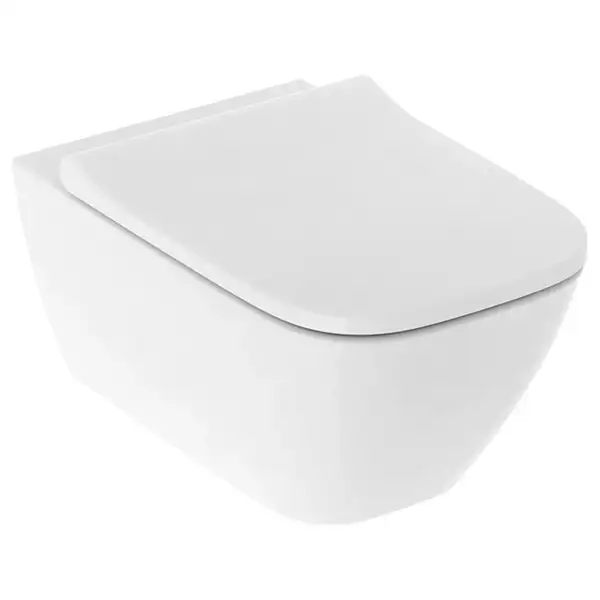 Унитаз подвесной Rimfree (безободковий) Geberit Smyle Square с сиденьем Soft Close (500.683.00.2) фото 1 Aquada.com.ua