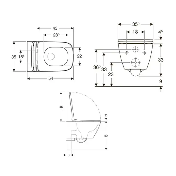 Geberit Smyle Square Унитаз подвесной Rimfree, белый (500.683.00.2)