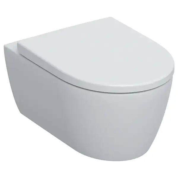 Унітаз підвісний Geberit iCon лійкоподібний, закрита форма, Rimfree, з сидінням з кришкою, білий (501.664.00.1)