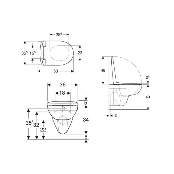 Geberit Selnova Rimfree Подвесной унитаз, белый (501.751.00.1)