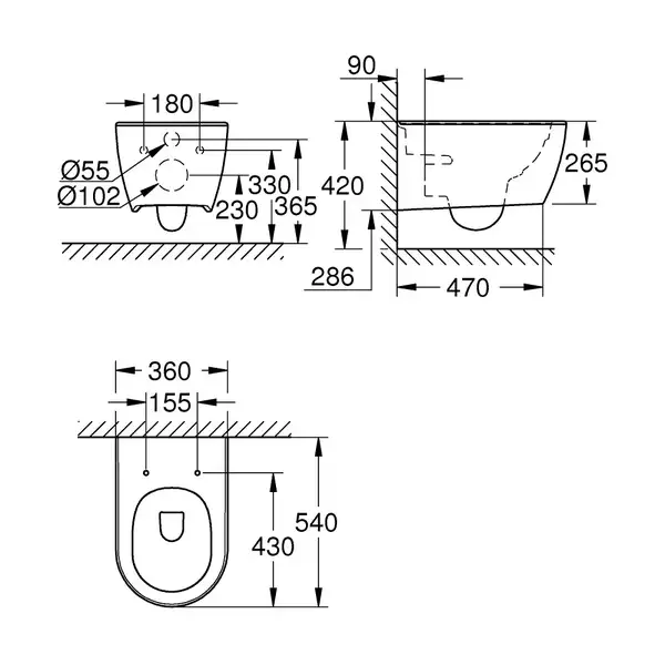 Унитаз подвесной безободковый Grohe Essence с сиденьем Soft Close (3957100H+39577000) фото 5 Aquada.com.ua