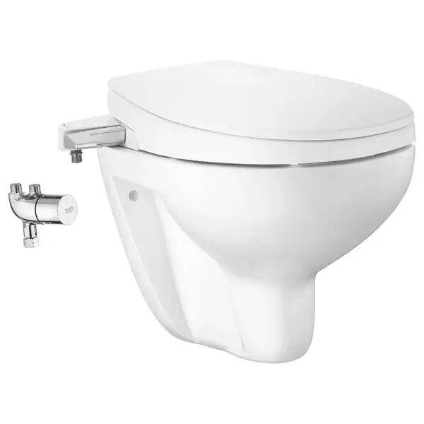 Унитаз подвесной Grohe Bau Ceramic Air, с сиденьем с функцией биде и термостатом Grohtherm Micro (39652SH0) фото 1 Aquada.com.ua