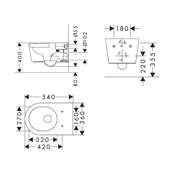 Унітаз підвісний AquaFall Flush (безободковий) Hansgrohe EluPura S (БЕЗ СИДІННЯ)  60193450
