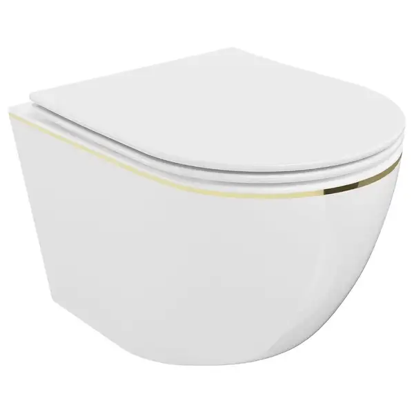 Подвесной унитаз MEXEN LENA WHITE GOLD EDGE (MEX-30224005)