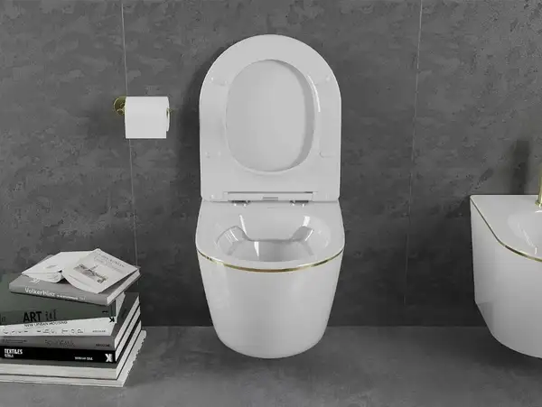 Подвесной унитаз MEXEN LENA WHITE GOLD EDGE (MEX-30224005)