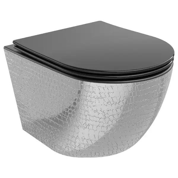 Подвесной унитаз MEXEN LENA SILVER BLACK MATT с узором (MEX-30224072)