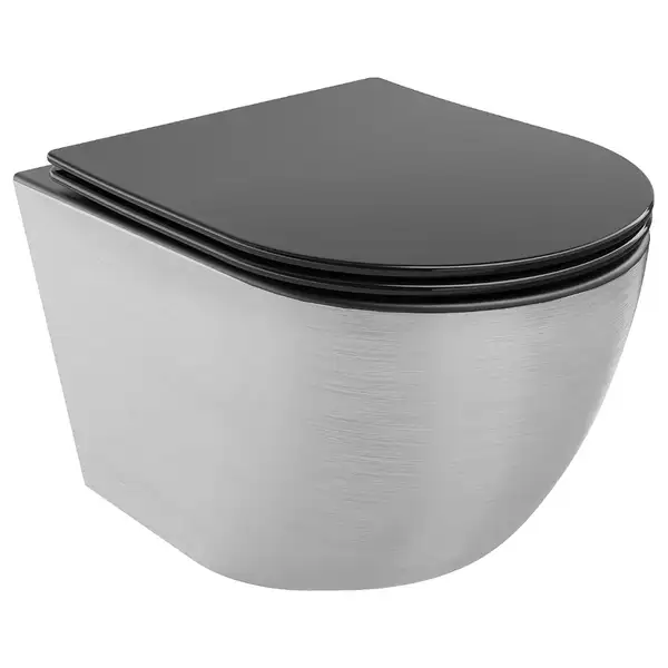 Подвесной унитаз MEXEN LENA BRUSHED SILVER BLACK MATT (MEX-30224073)