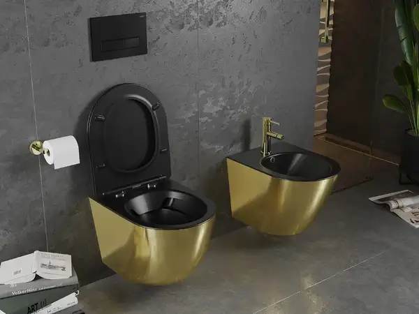 Подвесной унитаз MEXEN LENA GOLD BLACK MATT (MEX-30224076)