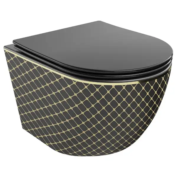 Подвесной унитаз MEXEN LENA BLACK DIAMOND GOLD (MEX-30224079)