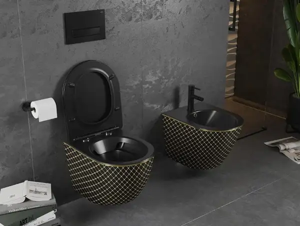 Подвесной унитаз MEXEN LENA BLACK DIAMOND GOLD (MEX-30224079)