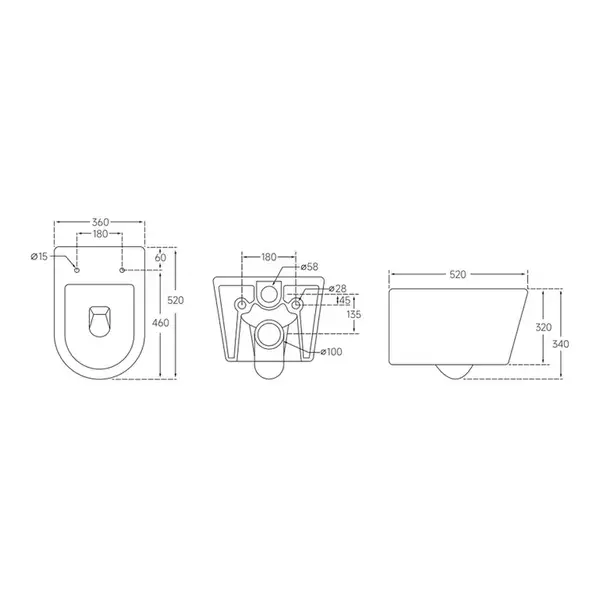 Mixxus BEVEL-0302-T3 Унитаз подвесной, белый (MI6705)