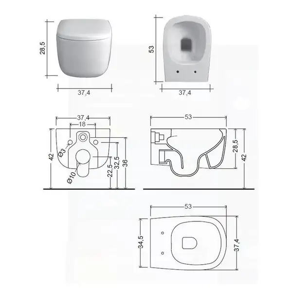 Унітаз підвісний Nic Design Ovvio 37,4х53х28,5 см з кришкою Soft-Close, білий глянець (003479001_005437001)