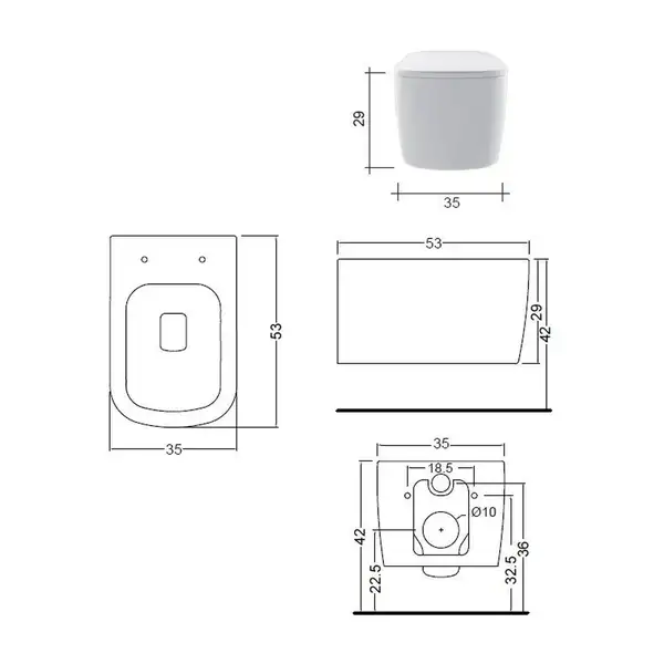 Унітаз підвісний Nic Design Semplice, антрацит (003699013)