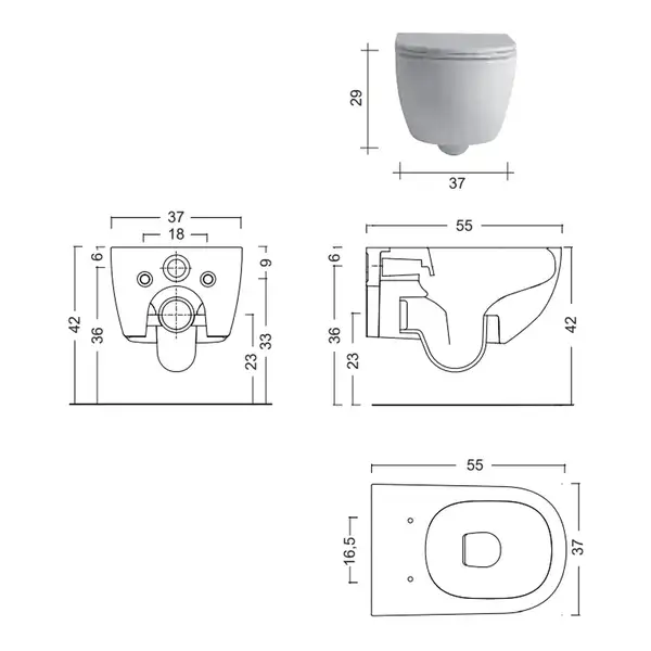 Унітаз підвісний Nic Design Pin, антрацит матовий (003709013)