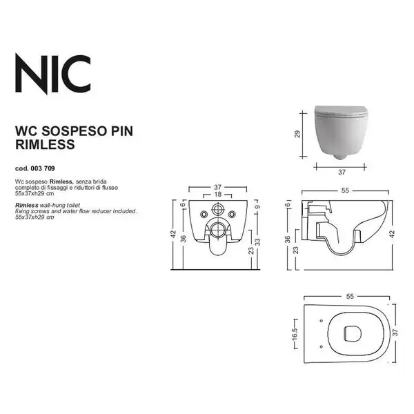 Nic-Design Nic Design Pin Унітаз підвісний, Aloe matt (003709063_005712063)