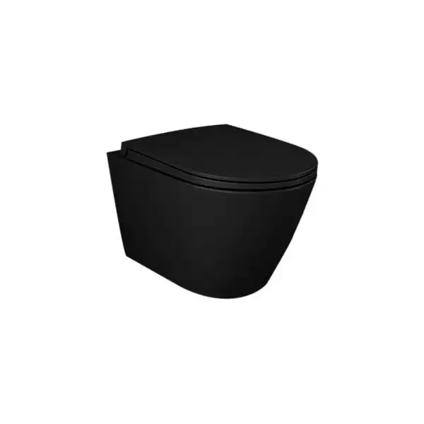 Унитаз подвесной Rimless (безободковый) Rak Ceramics Feeling с сидением Soft Close, чёрный матовый (RST23504A+RSTSC3901504)