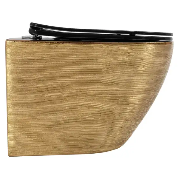 Подвесной унитаз REA CARLO FLAT BRUSHED GOLD BLACK золотой (REA-C3300)