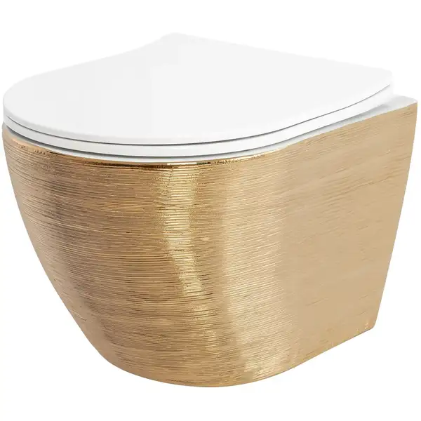 Подвесной унитаз REA CARLO FLAT BRUSH GOLD золотой (REA-C6942)