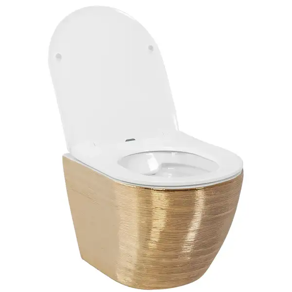 Подвесной унитаз REA CARLO FLAT BRUSH GOLD золотой (REA-C6942)