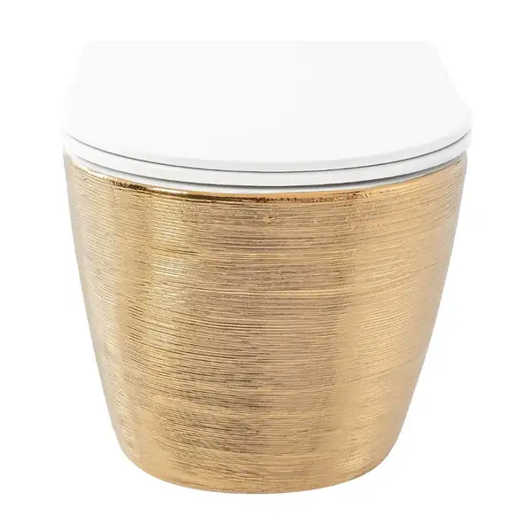 Подвесной унитаз REA CARLO FLAT BRUSH GOLD золотой (REA-C6942)