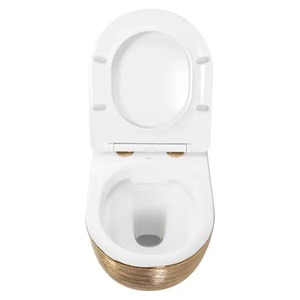 Подвесной унитаз REA CARLO FLAT BRUSH GOLD золотой (REA-C6942)
