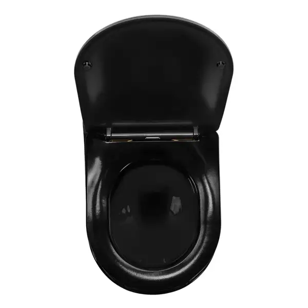 Подвесной унитаз REA CARLO BLACK MINI FLAT GOLD EDGE черный (REA-C8800)