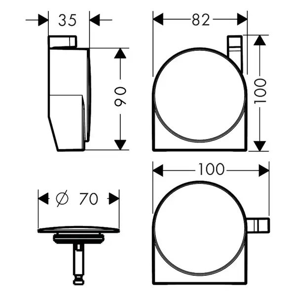 Злив-перелив із наповненням для ванни Hansgrohe Exafill S (колір - чорний матовий) 58116180+58117670