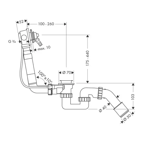 Система контролю слив / налив Hansgrohe Exafill (58125180)