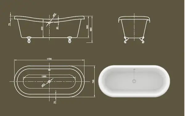 Ванна акрилова Knief Aqua Plus® CHATEAU, 180х80 (0100-073) (CHATEAU_0100-073)