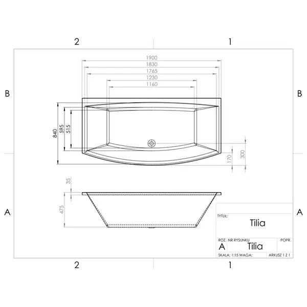 Панель до ванни бокова TILIA 90, RADAWAY (OBB-00-075x058U)