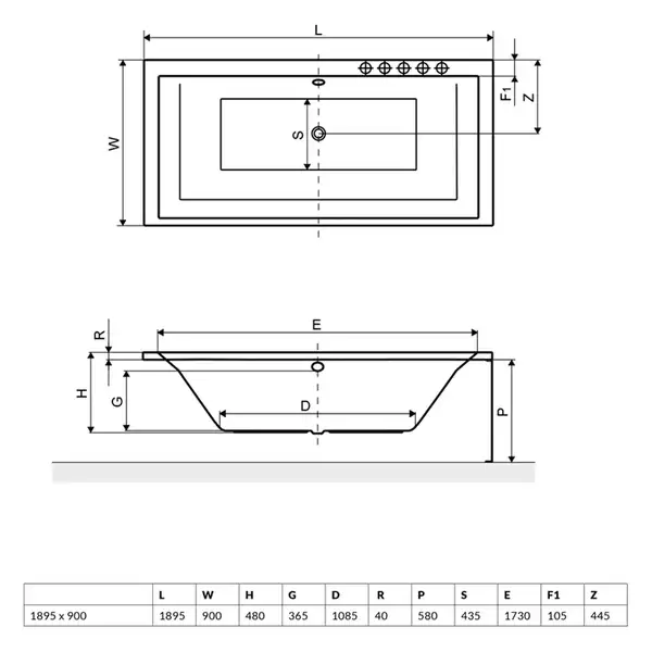 Панель до ванни фронтальна 190х58, RADAWAY (OBEX.190.58WH)