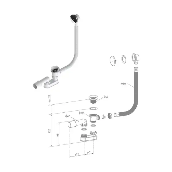 Сифон для ванни Clik-Clak R135L Radaway