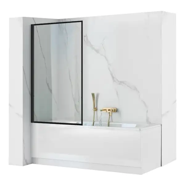 Шторка для ванны REA LAGOS FIX BLACK 80 постоянная (REA-K7390)