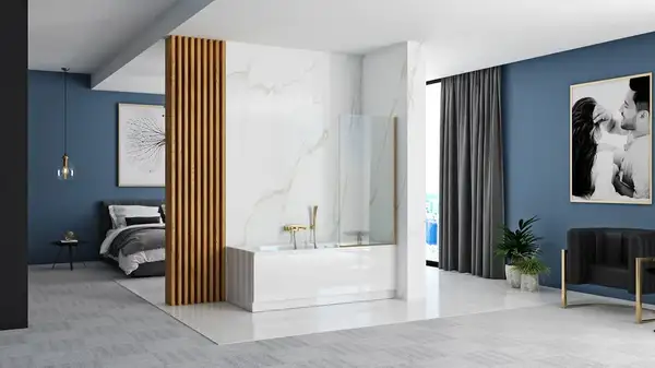 Шторка для ванны REA ELEGANT GOLD 80 постоянная (REA-W5601)