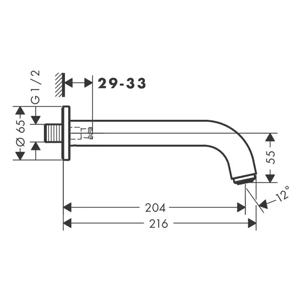 Излив для ванны 204 мм Hansgrohe Vernis Blend (цвет - хром) (71420000) фото 3 Aquada.com.ua