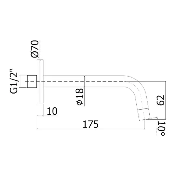 Излив для ванны 175 мм Paffoni Light (цвет - чёрный матовый) (ZBOC045NO) фото 2 Aquada.com.ua