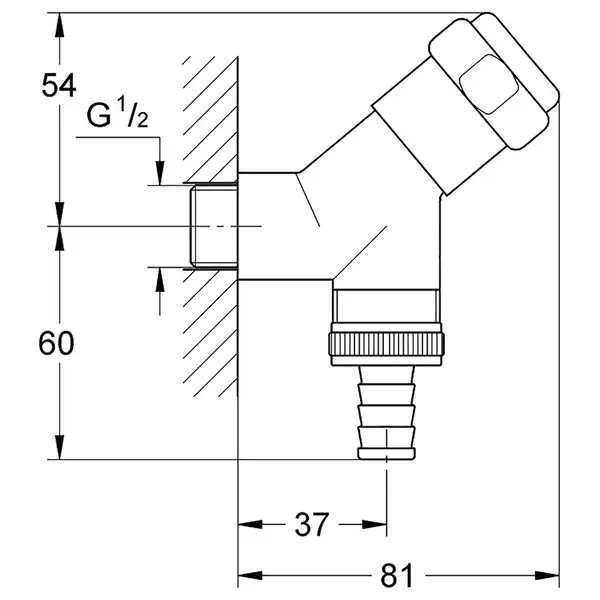 Приєднувальний вентиль Grohe Eggemann 1/2, хром (41010000)